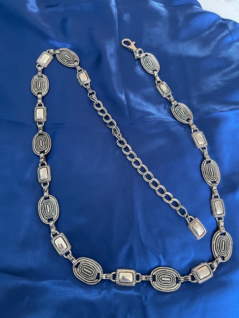 Silver-Tone Linked Oval Statement Belt  - Women Jewelry